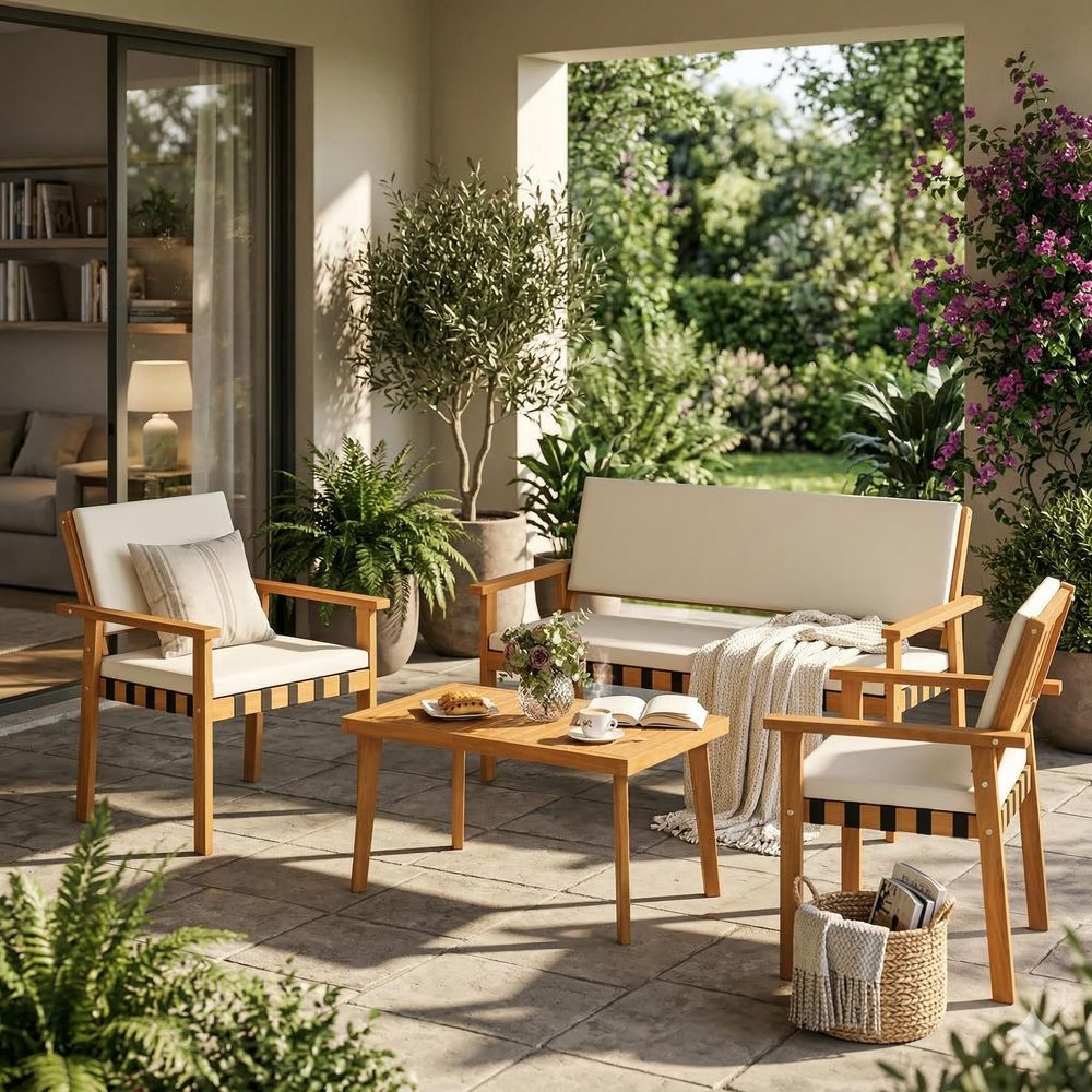 Acacia Wood Patio Furniture Se - Outdoor Furniture Loveseat บทวิจารณ์และราคา