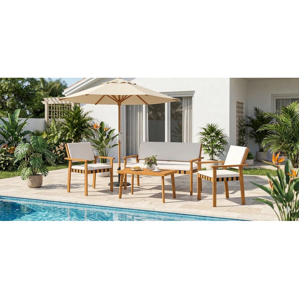 Acacia Wood Patio Furniture Se - Outdoor Furniture Loveseat บทวิจารณ์และราคา