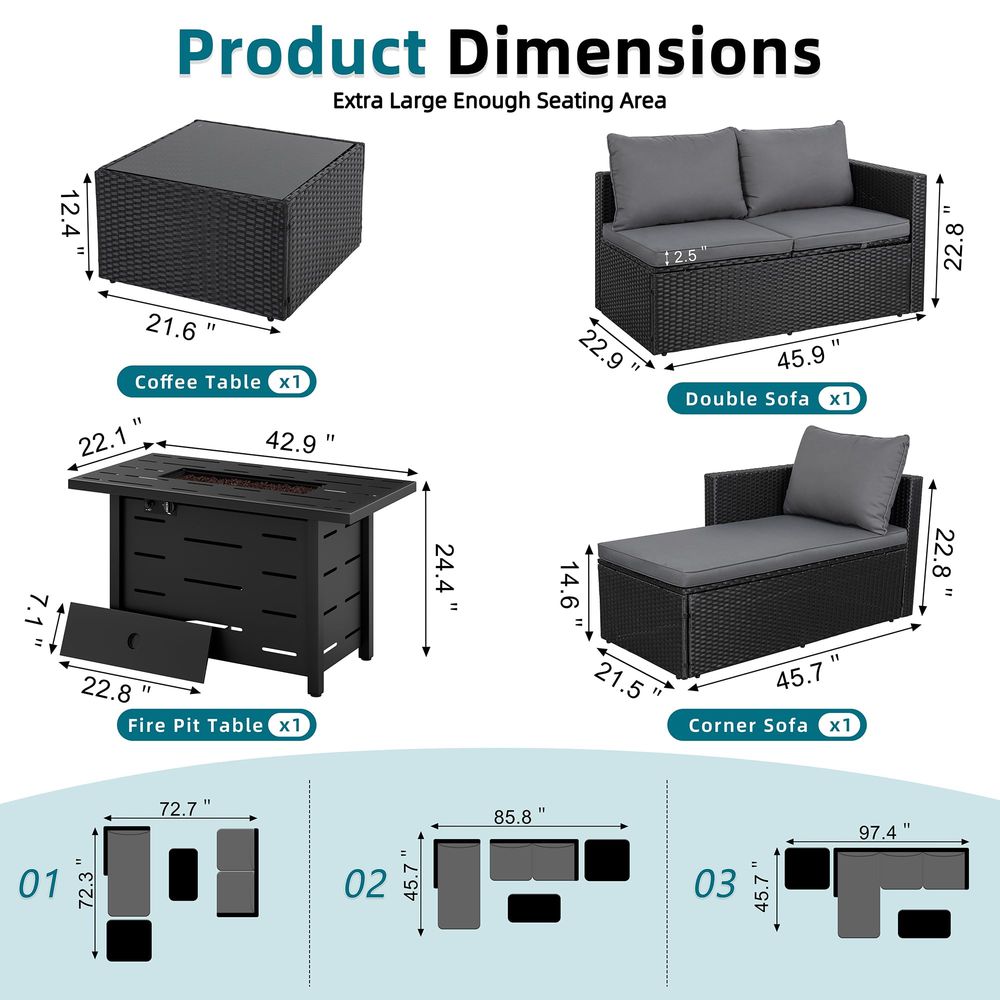 4Piece Patio Furniture Set wit - Outdoor Furniture Fire Pit บทวิจารณ์และราคา