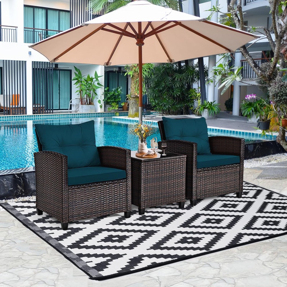 3 Pieces Patio Furniture Set,  - Outdoor Furniture Rattan บทวิจารณ์และราคา