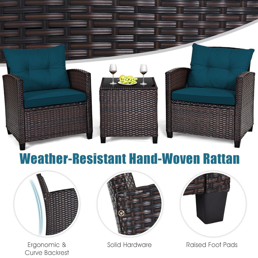 3 Pieces Patio Furniture Set,  - Outdoor Furniture Rattan บทวิจารณ์และราคา