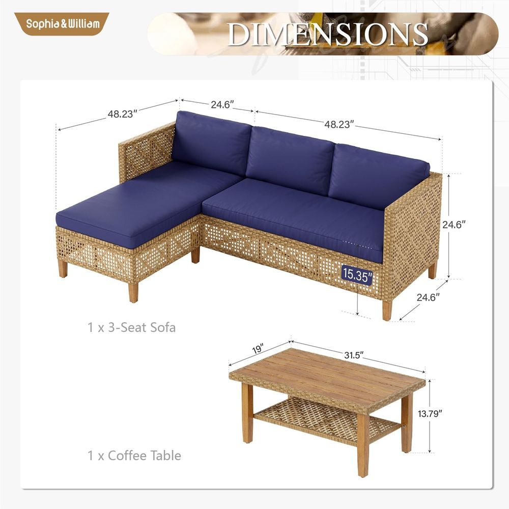 Boho Rattan Patio Sectional Se - Outdoor Furniture Rattan บทวิจารณ์และราคา