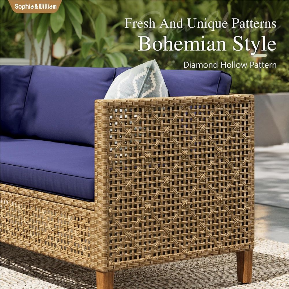 Boho Rattan Patio Sectional Se - Outdoor Furniture Rattan บทวิจารณ์และราคา