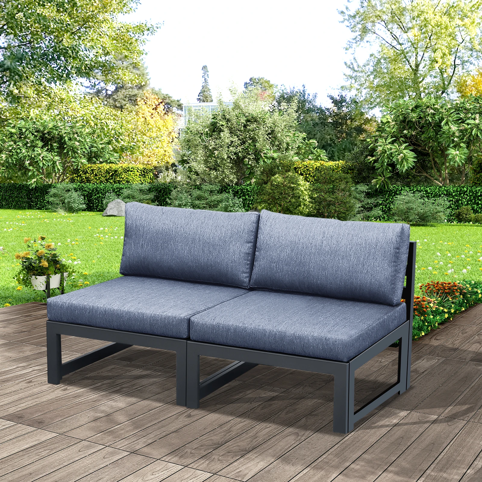 Patio Sectional love seat arml - Outdoor Furniture Loveseat บทวิจารณ์และราคา