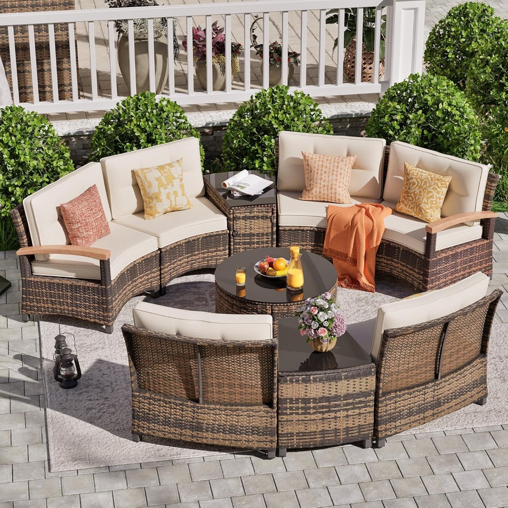 9 Piece Outdoor Patio Furnitur - Outdoor Furniture Rattan บทวิจารณ์และราคา