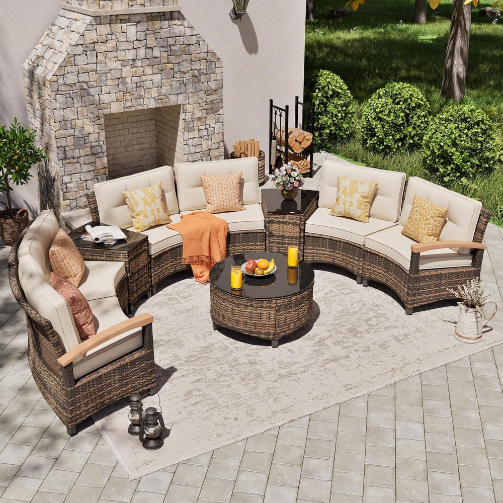 9 Piece Outdoor Patio Furnitur - Outdoor Furniture Rattan บทวิจารณ์และราคา